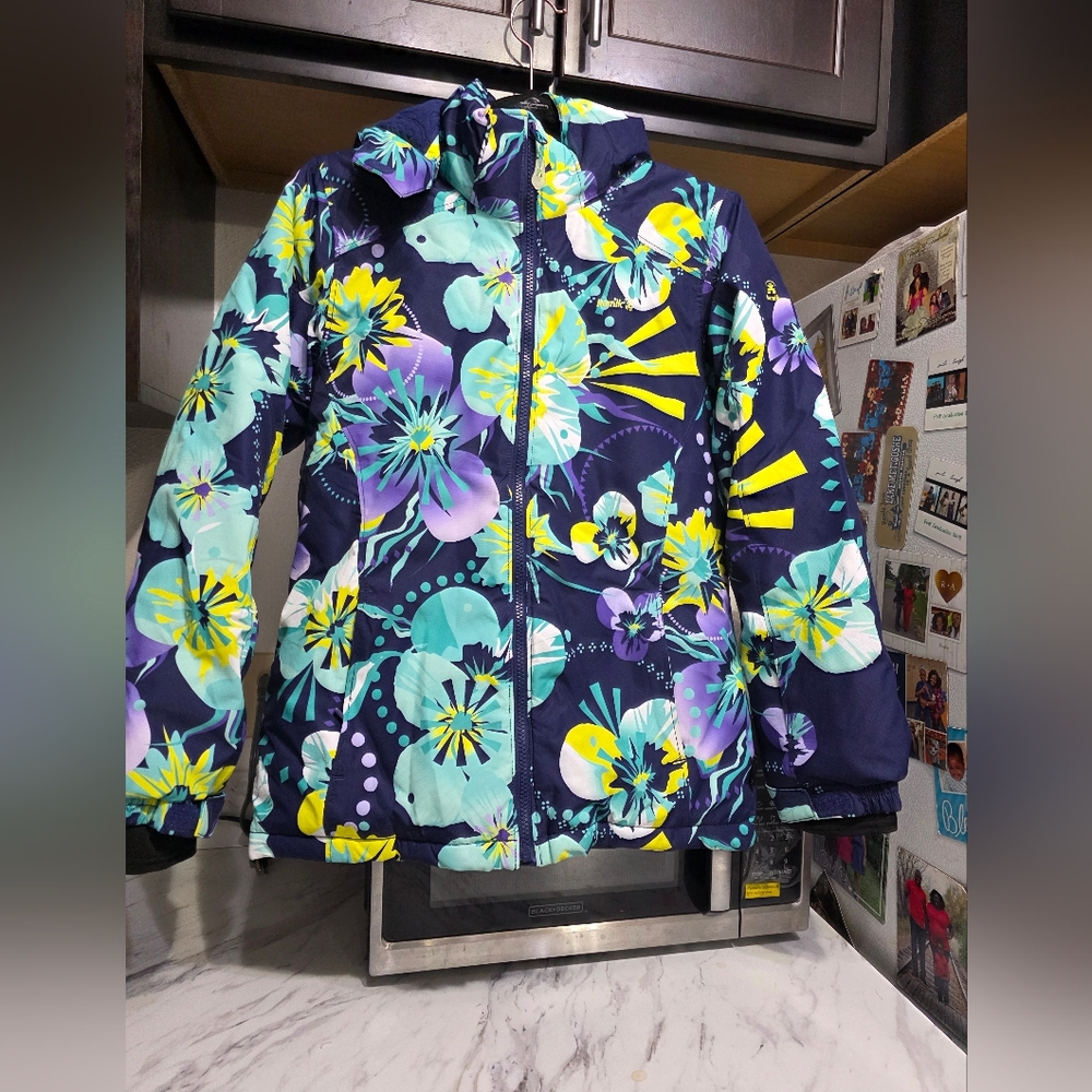 Kamik Kids Puffer Jacket - Navy and Floral - Picture 2 of 14